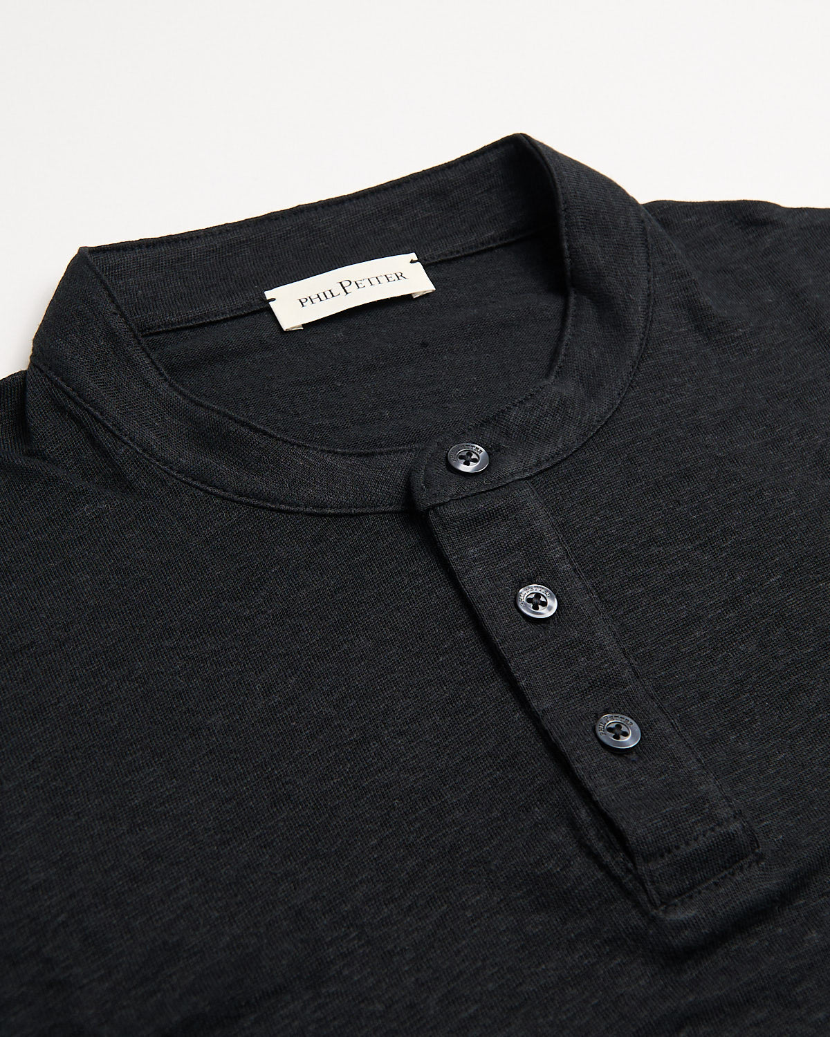 3 Button Banded Collar Linen Henley - Image 3