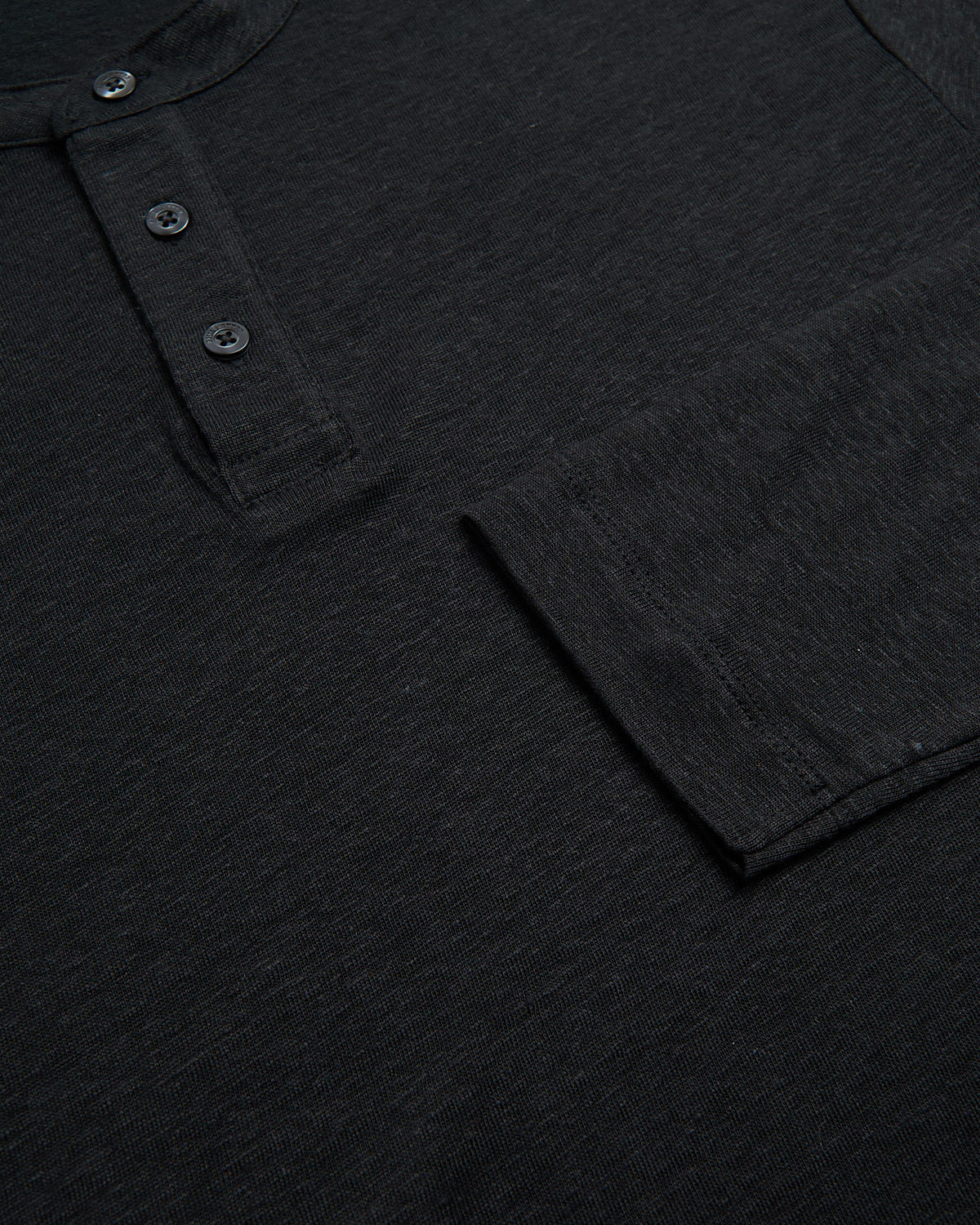 3 Button Banded Collar Linen Henley - Image 4