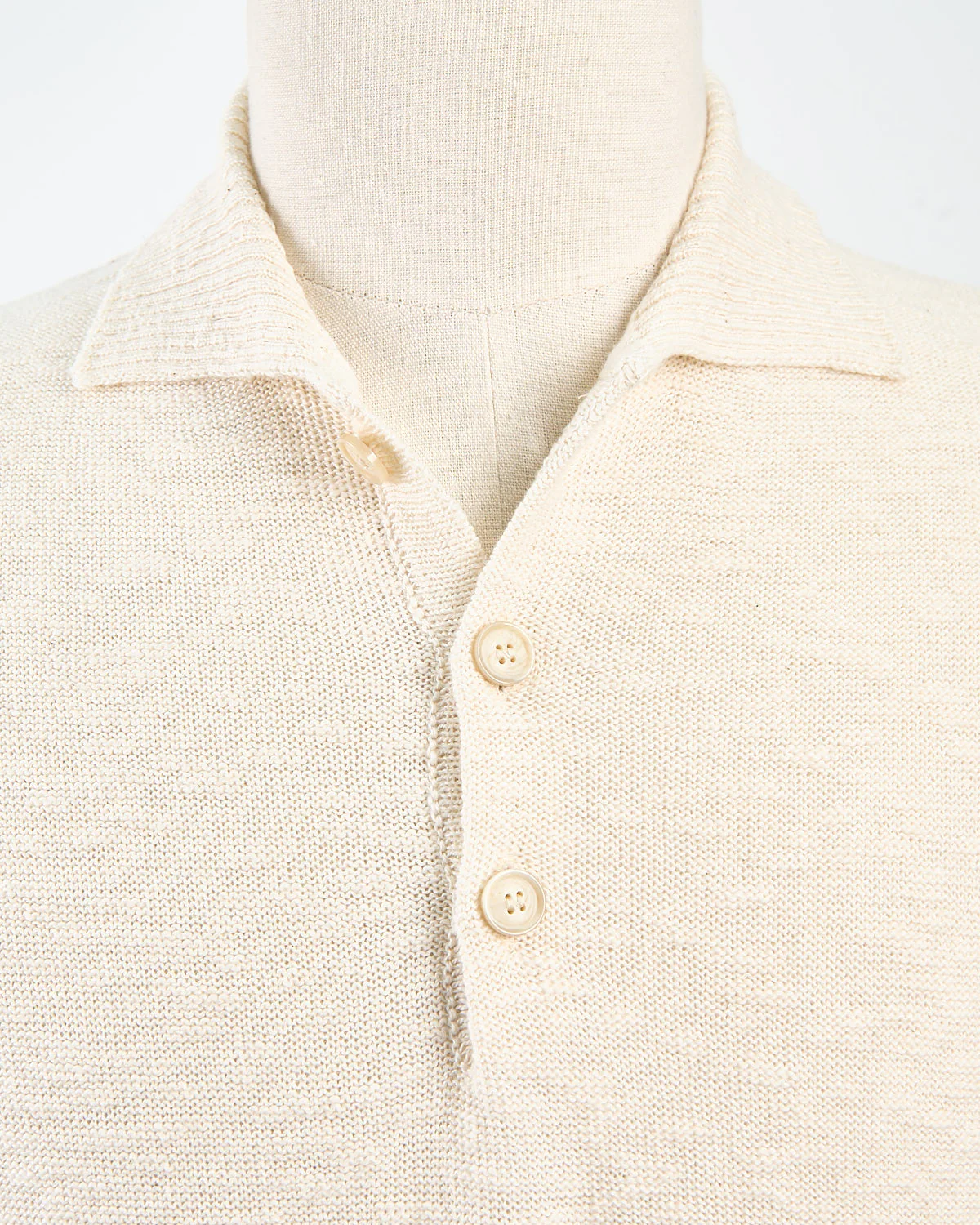Relaxed Fit Cotton & Linen Ribbed Collar Polo - Image 3