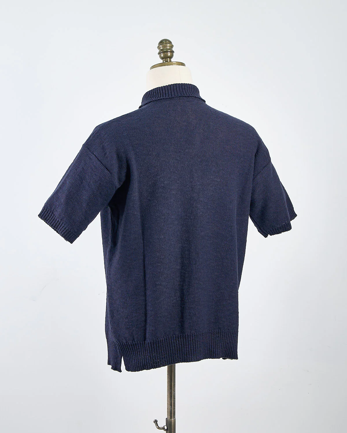 Relaxed Fit Cotton & Linen Ribbed Collar Polo - Image 2