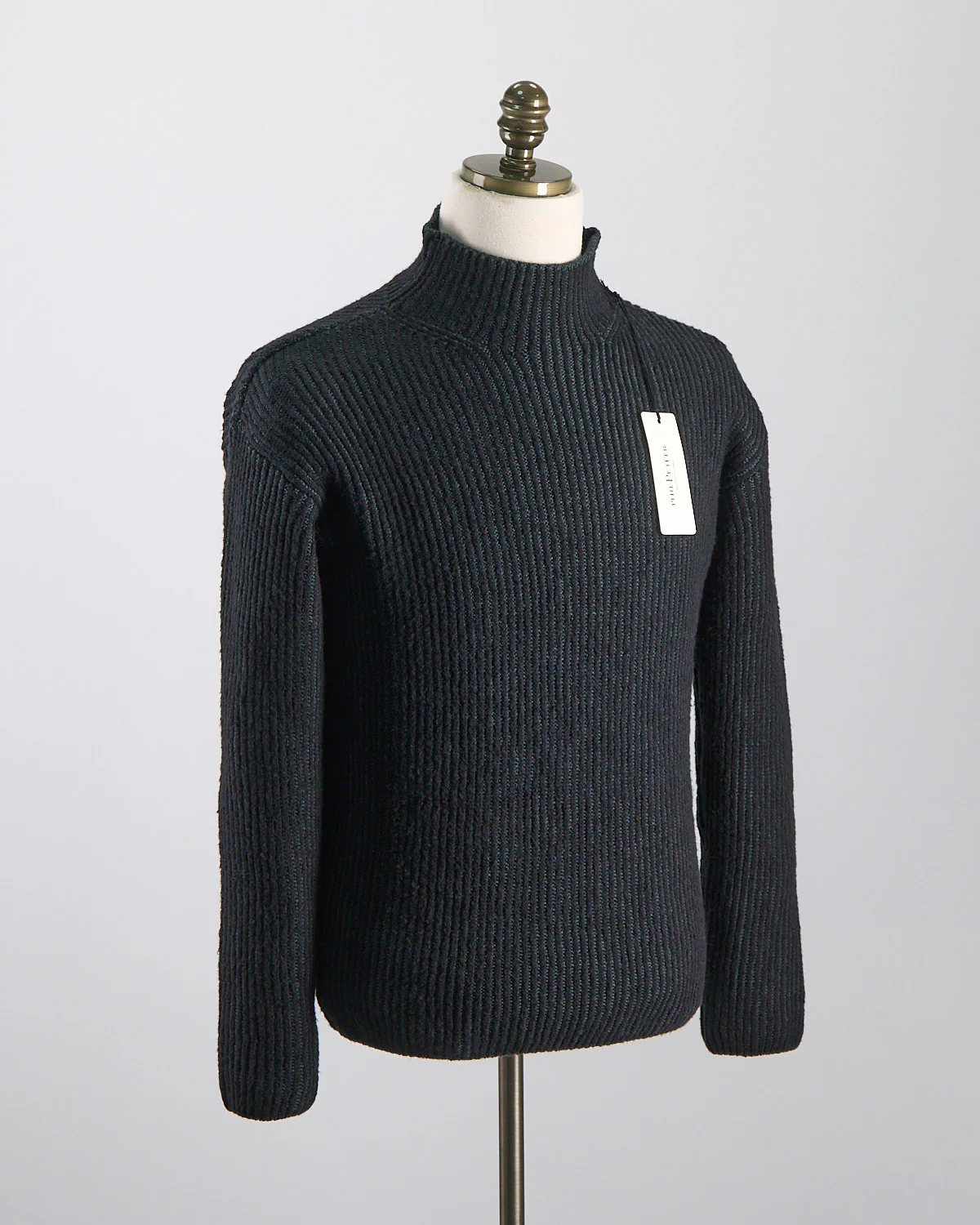 Soft Ribbed Hi Low Mockneck Sweater