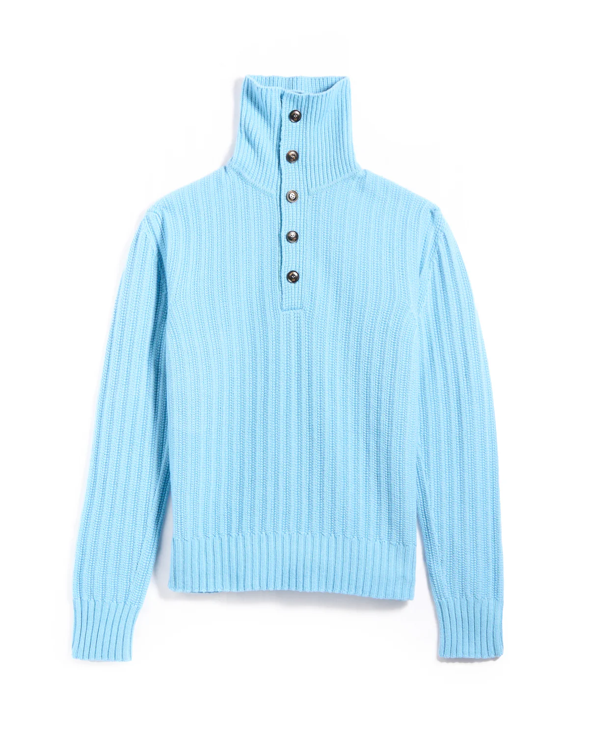 5 Gauge Geelong Wool Exaggerated Button Mockneck Sweater