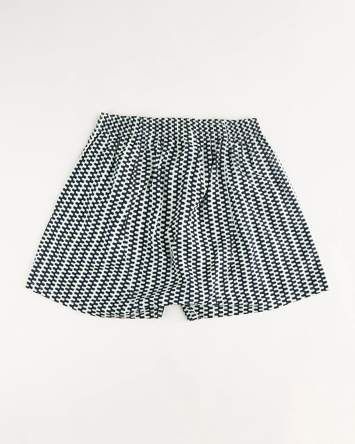 Navy Wavey Cotton Boxers With Pockets