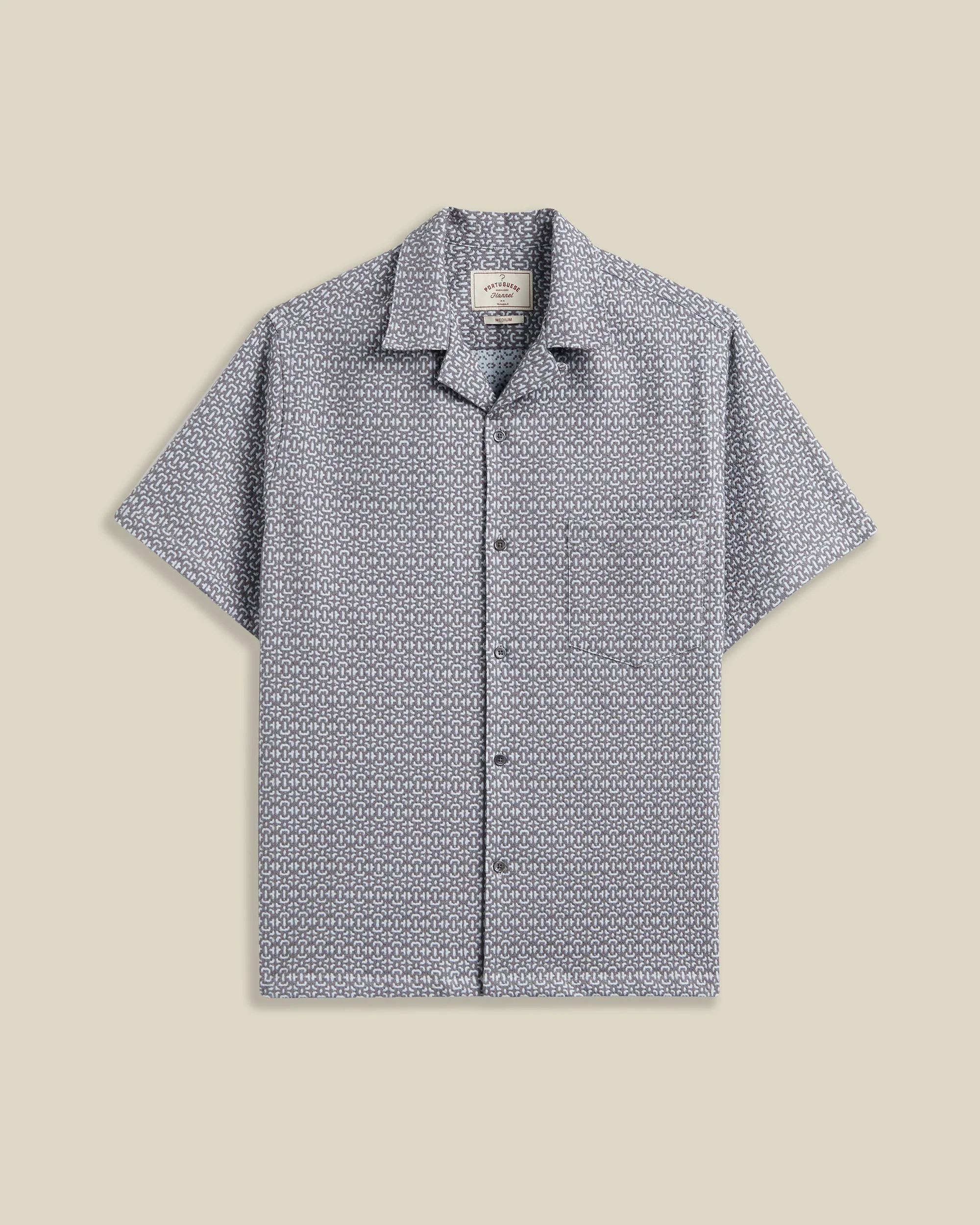'Abstract Textile' Jacquard Camp Collar Shirt