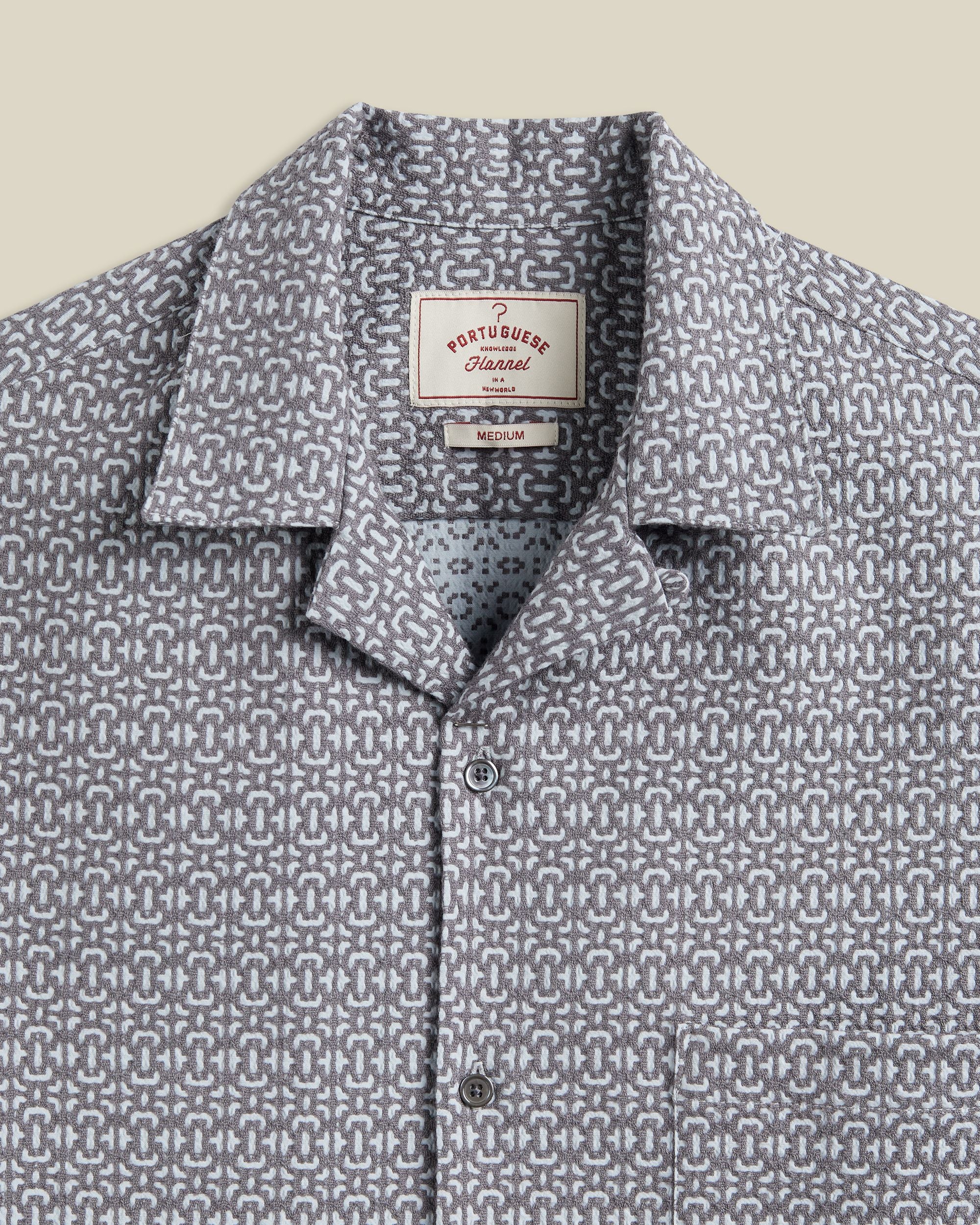 'Abstract Textile' Jacquard Camp Collar Shirt - Image 2