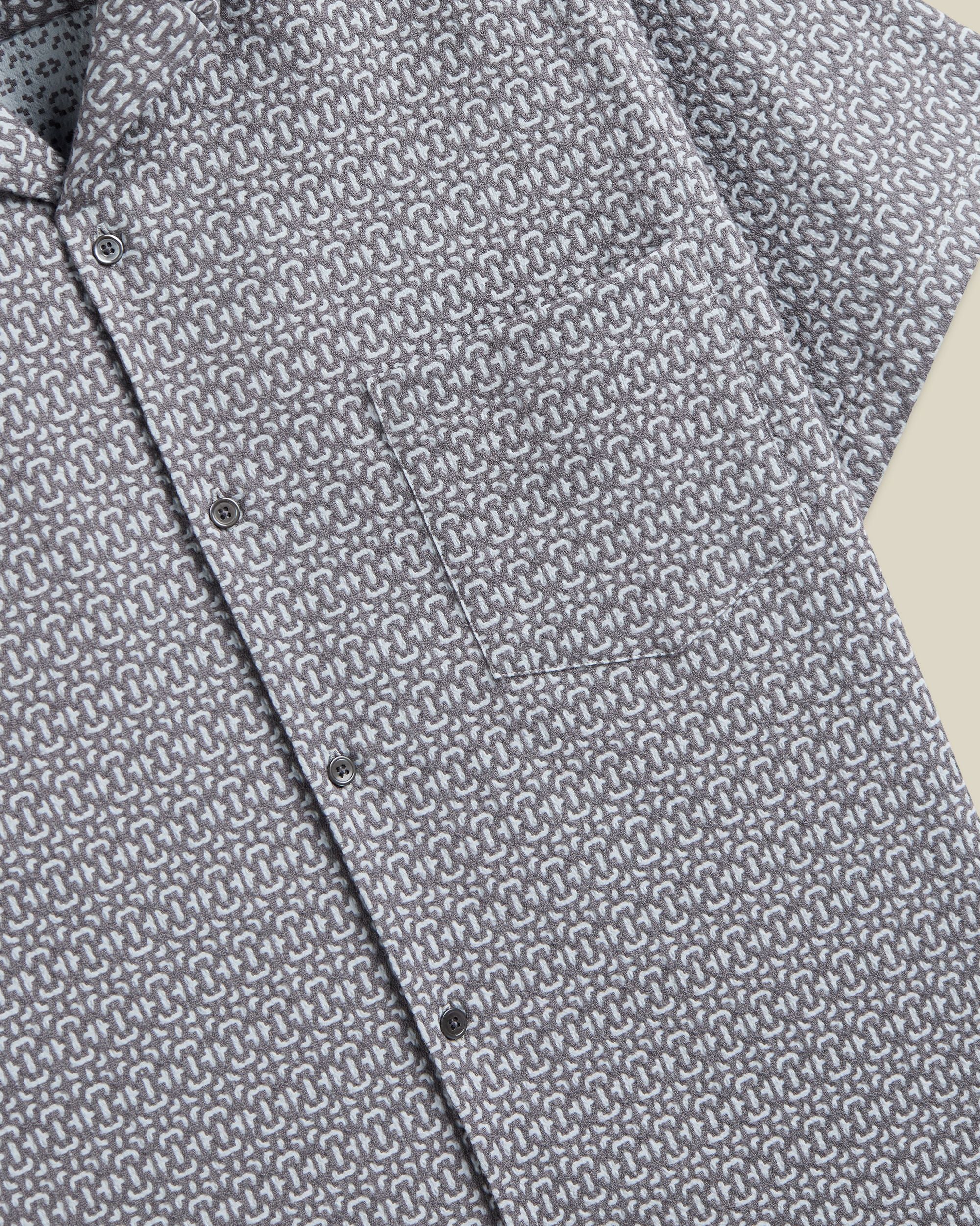 'Abstract Textile' Jacquard Camp Collar Shirt - Image 3