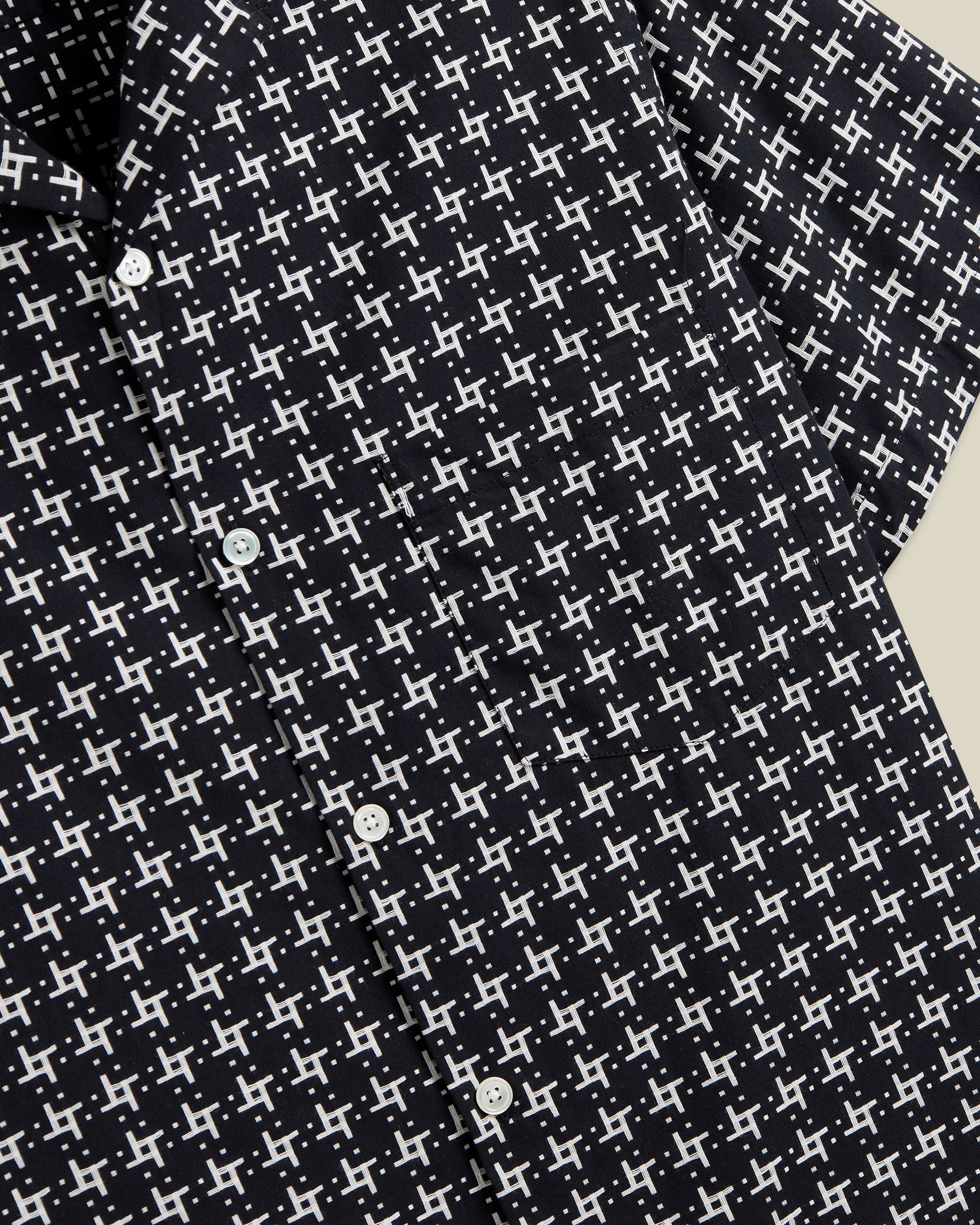 'Calypso' Neat Design Cotton Camp Collar Shirt - Image 3