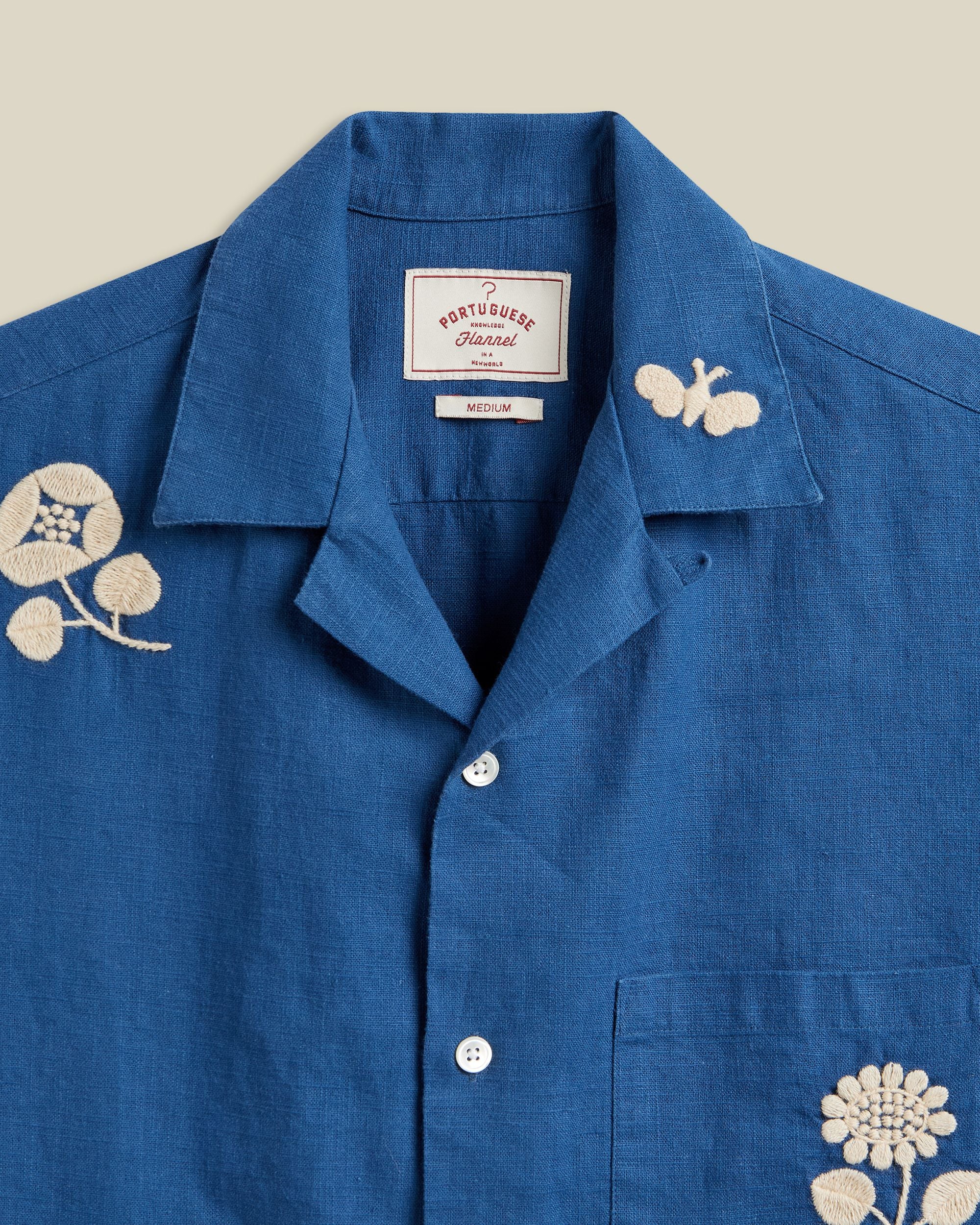 'Embroidery Nature Ramie' Camp Collar Shirt - Image 2