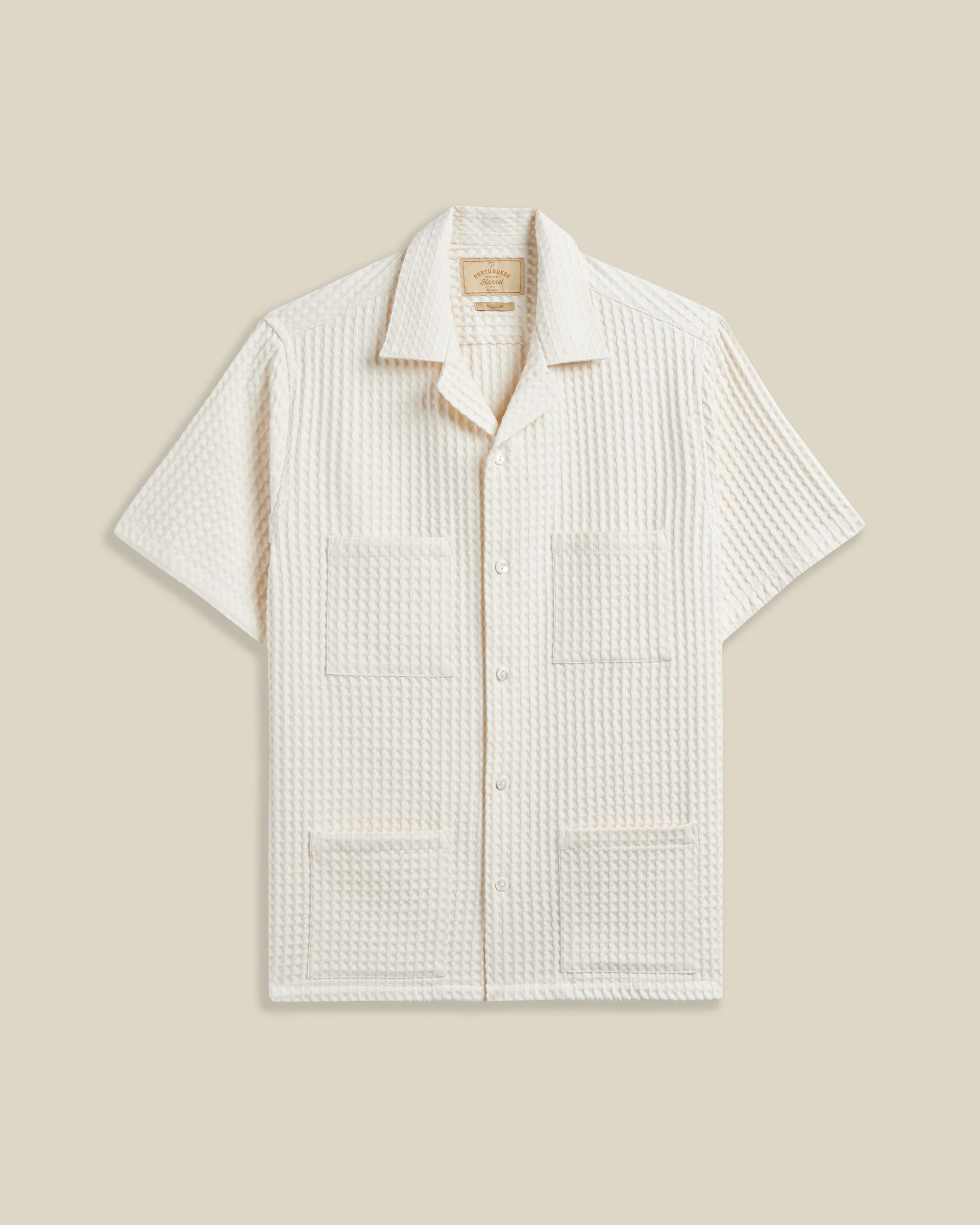 'Equador' Waffleknit Cotton 4-Pocket Short Sleeve Overshirt