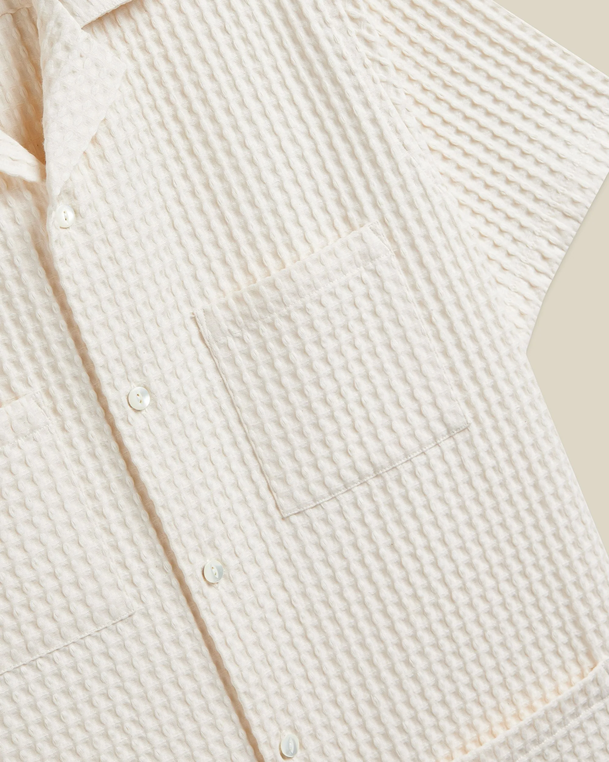 'Equador' Waffleknit Cotton 4-Pocket Short Sleeve Overshirt - Image 3