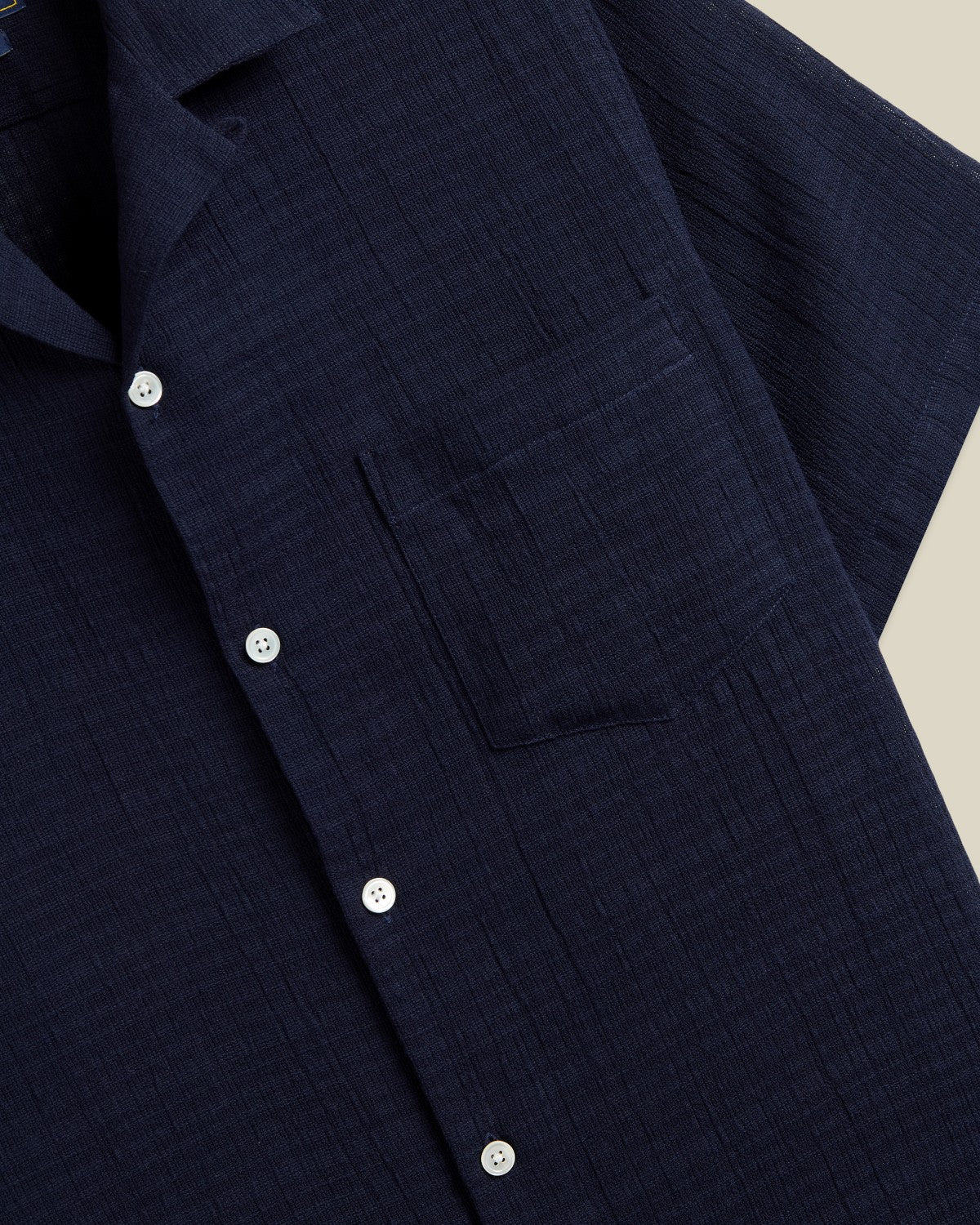 'Grain' Open Weave Cotton Camp Collar Shirt - Image 3