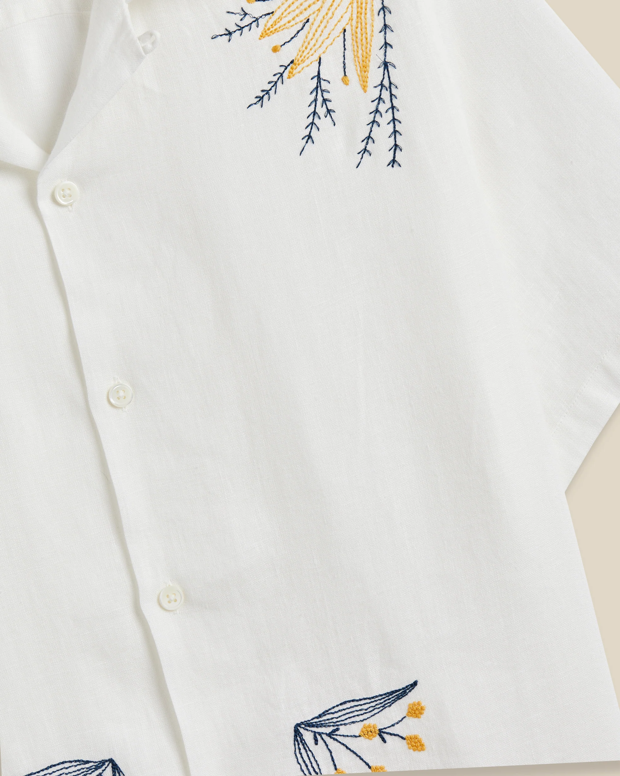 Hand Embroidered Bird & Flowers Camp Shirt - Image 5
