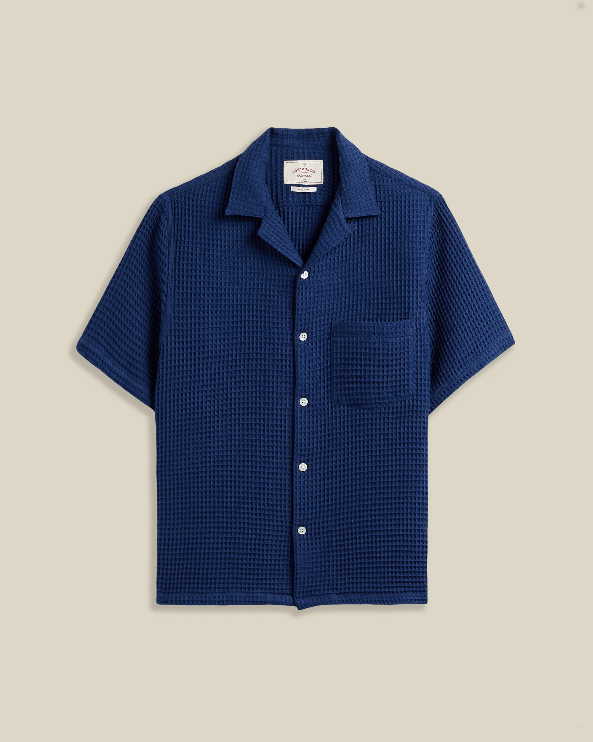 'Honey Comb' 3D Cotton Camp Collar Shirt