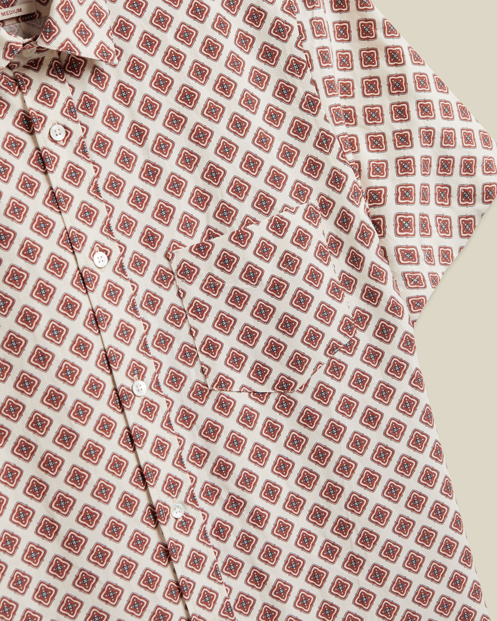 'Motif' Silk & Linen Short Sleeve Shirt - Image 3