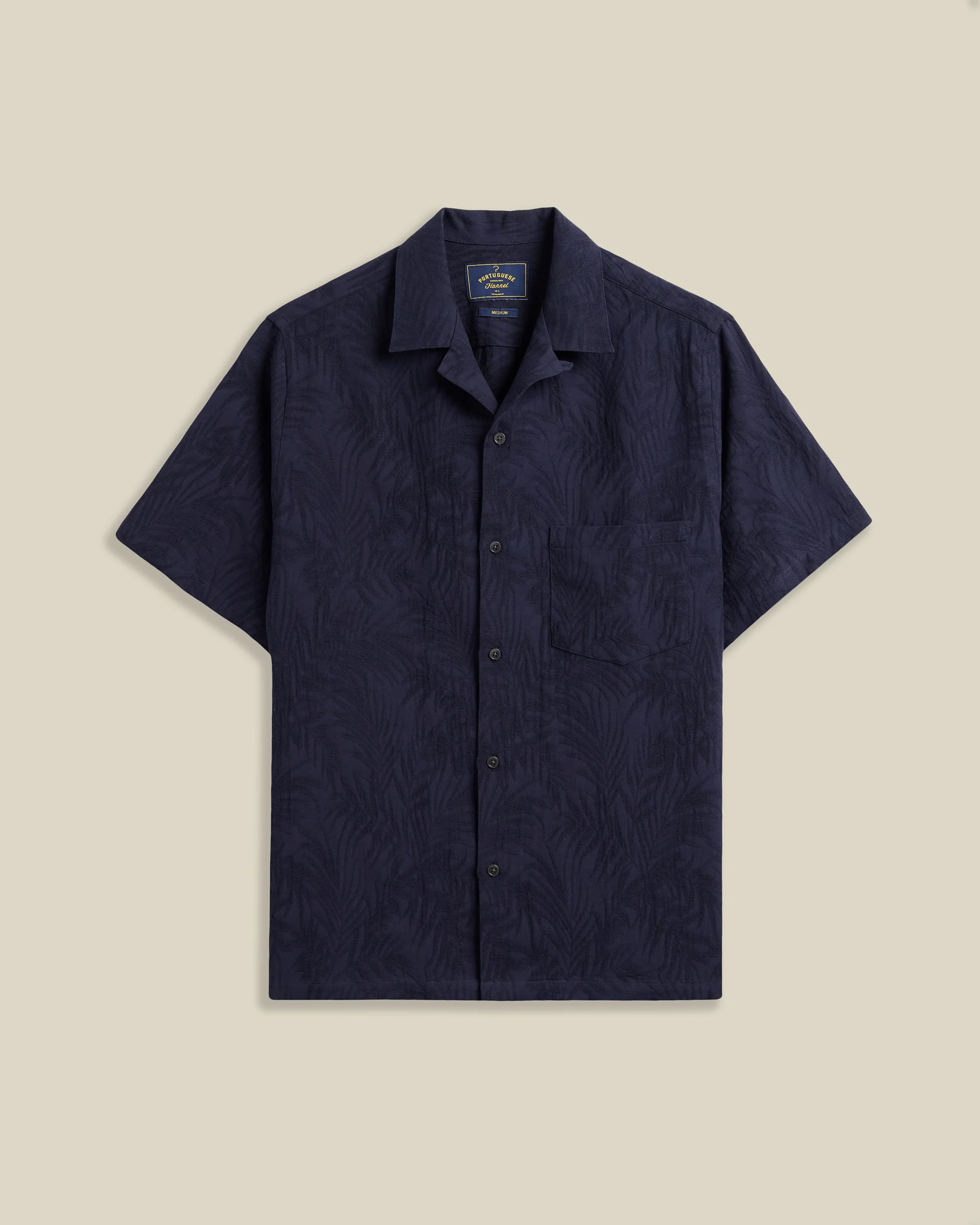 'Palm' Cotton & Tencel Camp Collar Shirt