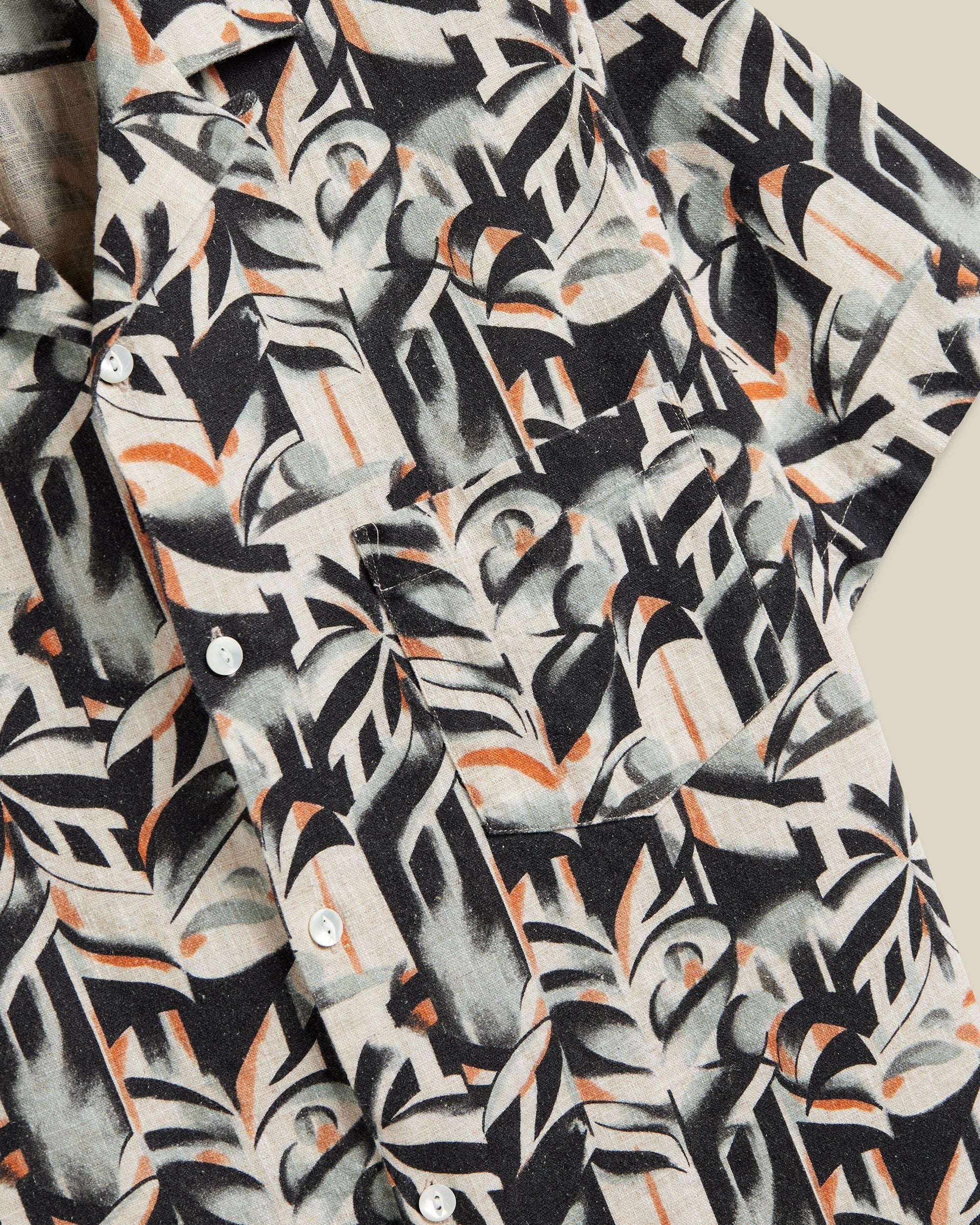 'Viva' Natural Linen & Cotton Camp Collar Shirt - Image 3