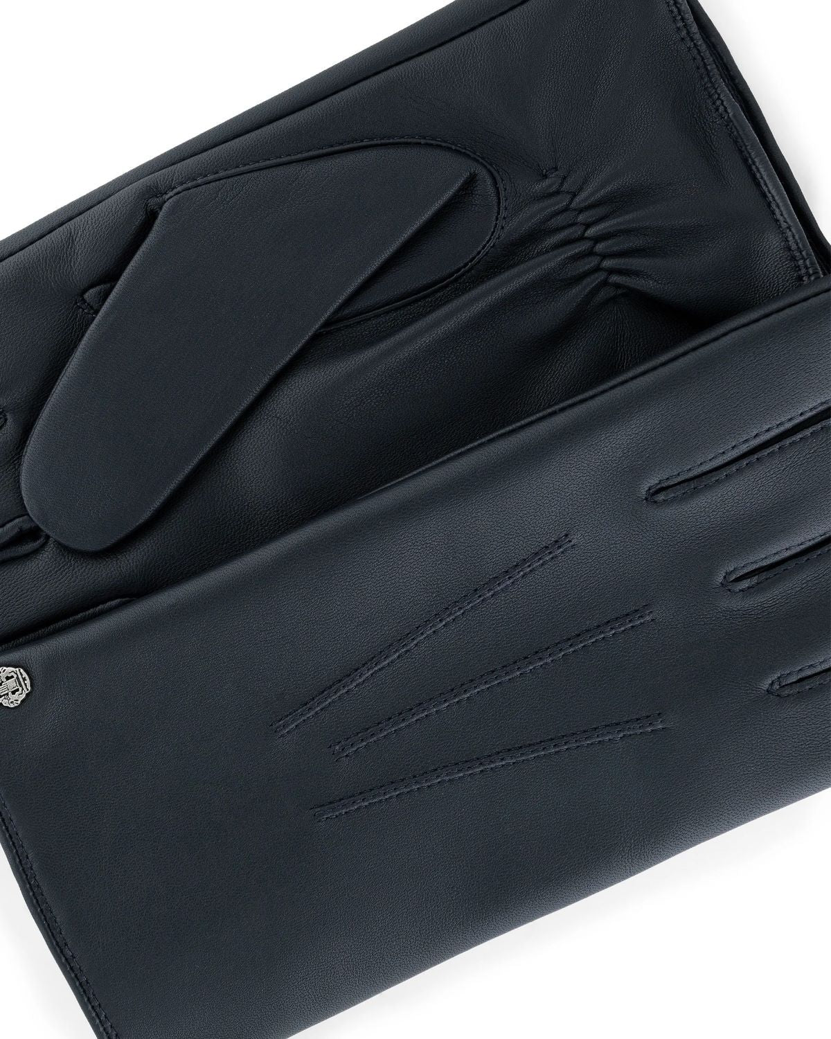 'Coburg' Touchscreen Lined Navy Leather Gloves - Image 2