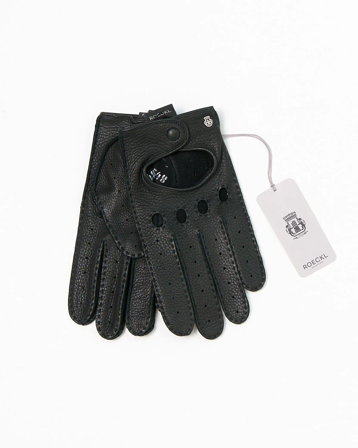 'Toronto' Unlined Black Leather Driving Gloves