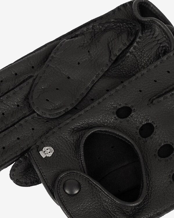 'Toronto' Unlined Black Leather Driving Gloves - Image 2