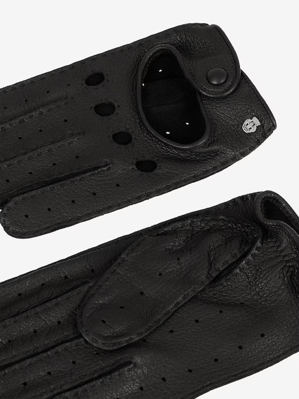 'Toronto' Unlined Black Leather Driving Gloves - Image 3