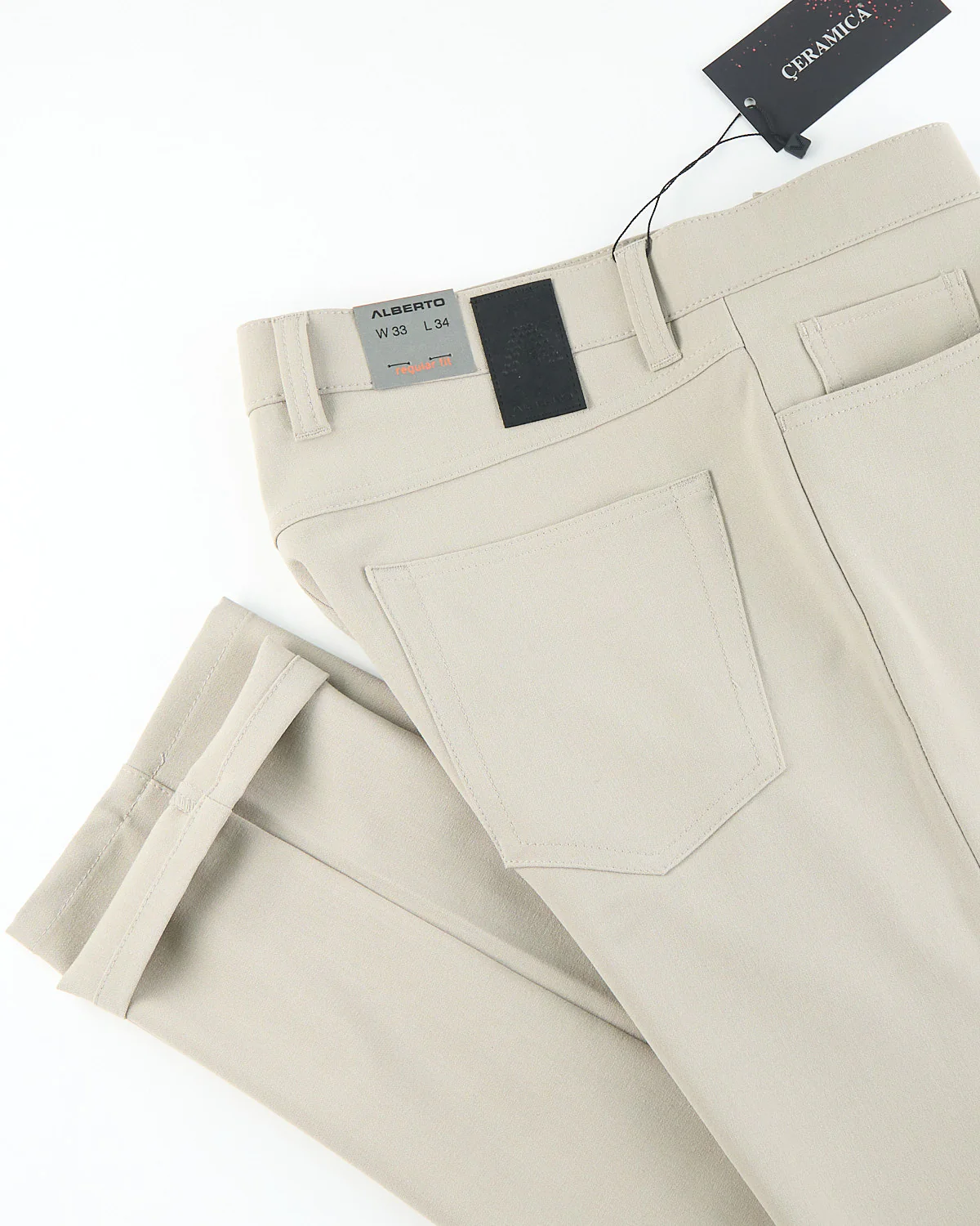 Sand 'Pipe' Regular Slim Fit Ceramica 5 Pocket Tech Dress Pants - Image 3