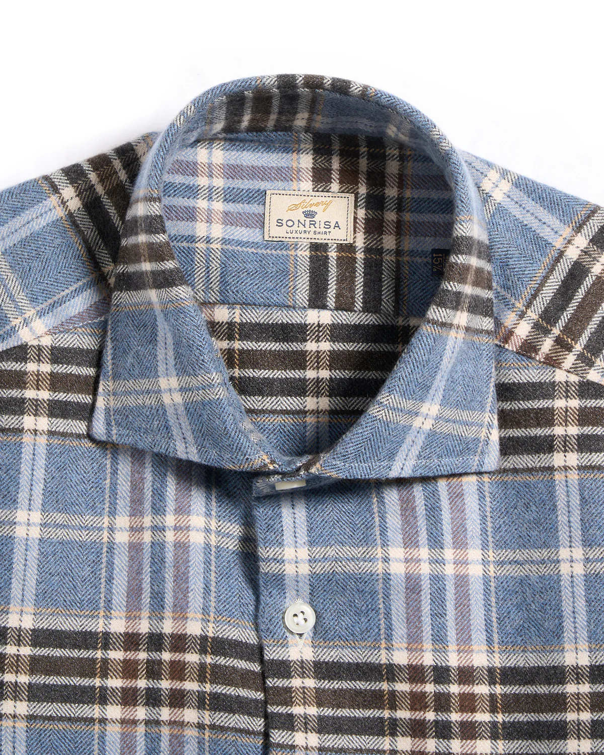 Luxury Herringbone Check Flannel Comfort Fit Sport Shirt - Image 3