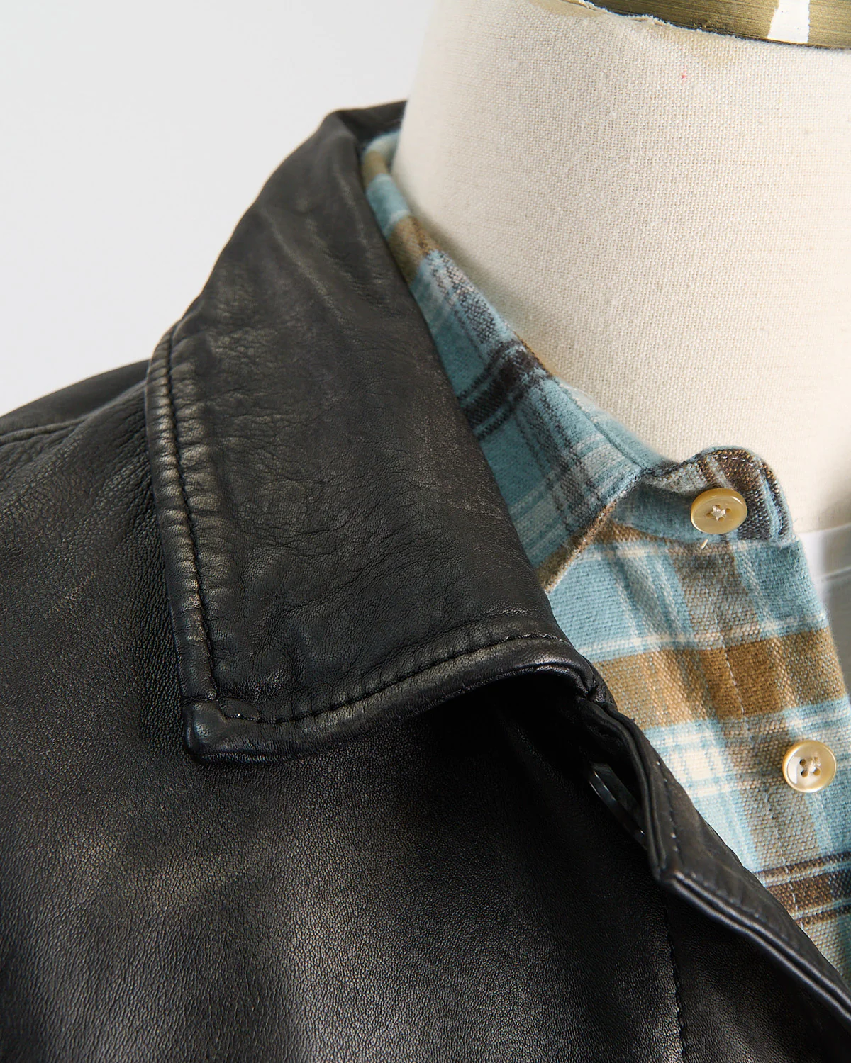 'Samuele' Mix Media Knit & Leather Trucker Jacket - Image 3