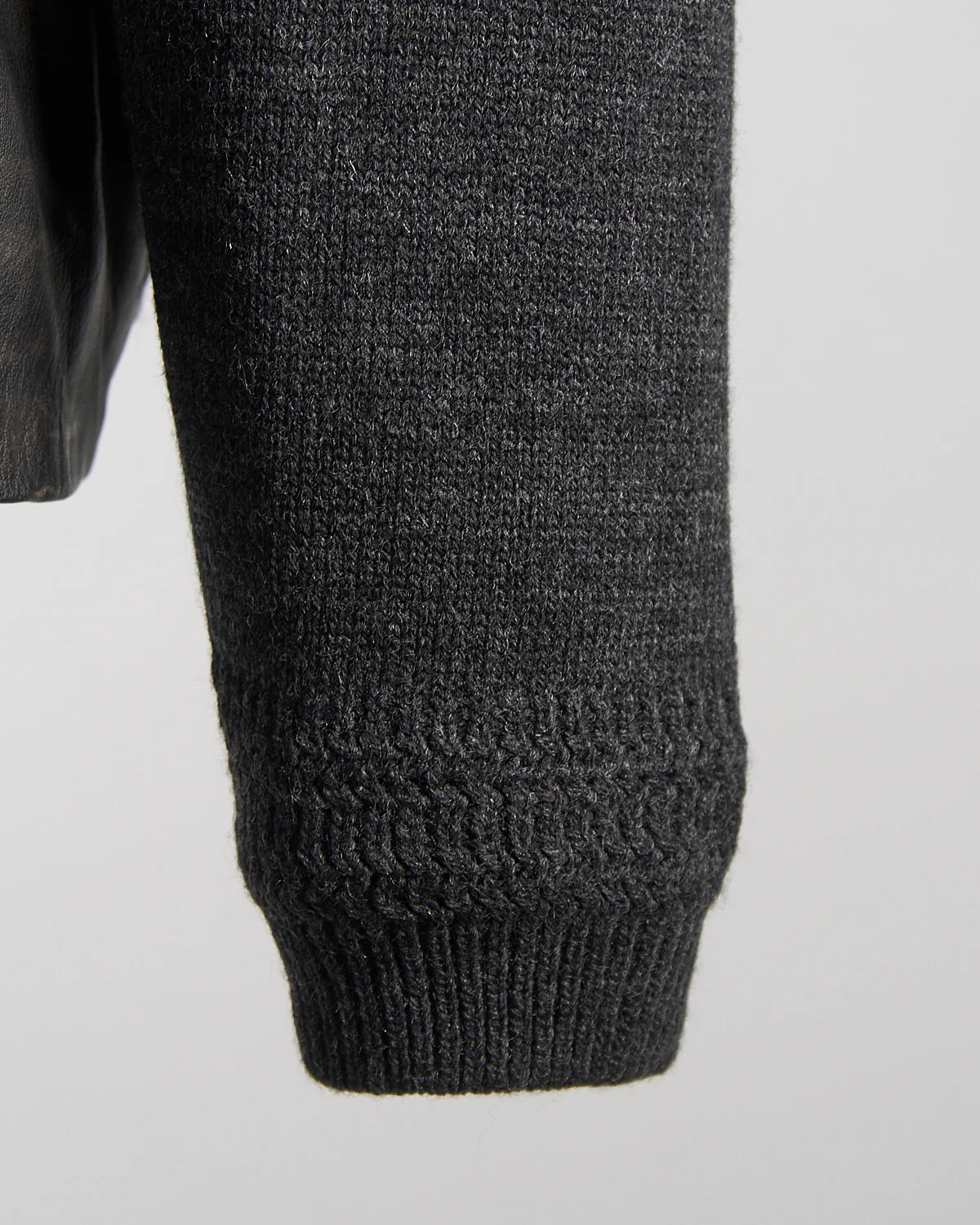 'Samuele' Mix Media Knit & Leather Trucker Jacket - Image 6