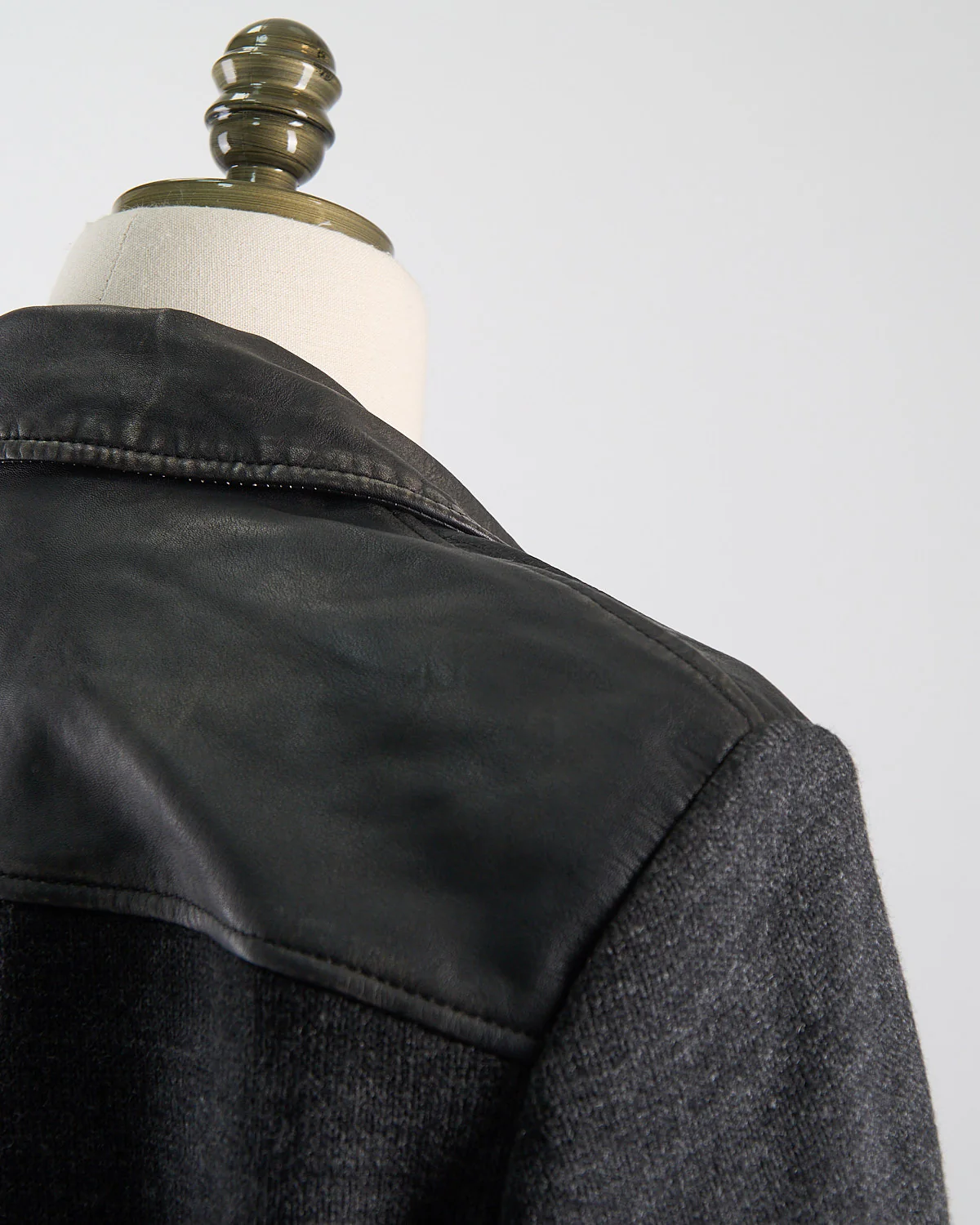 'Samuele' Mix Media Knit & Leather Trucker Jacket - Image 8