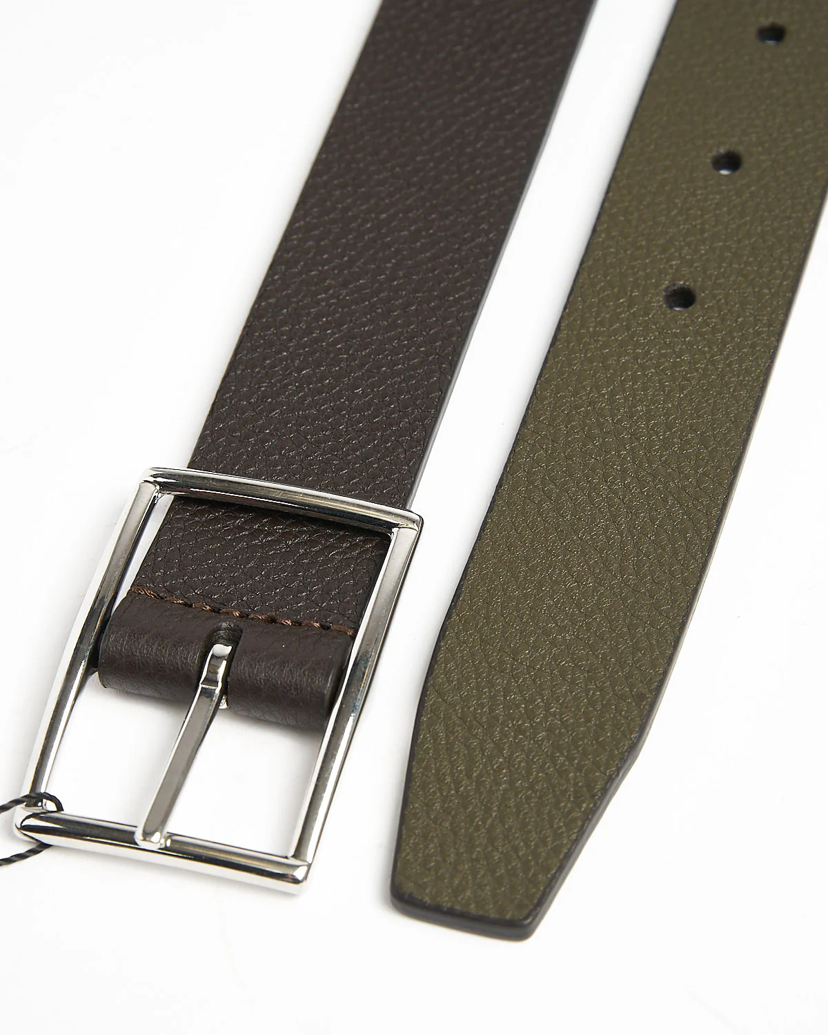 Two Tone Thin Leather Belt / Brown - Image 6