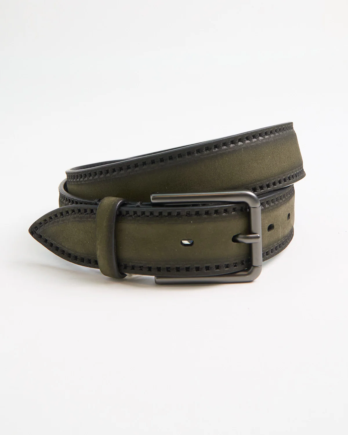Stamped And Burnished Leather Casual Belt